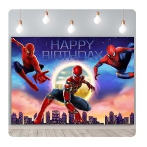Spiderman Happy Birthday Backdrop Banner 4.92x3.28ft